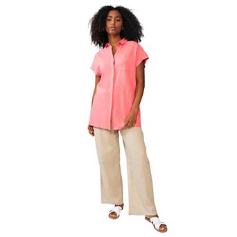 ellos Plus Size Linen-Blend Drawstring Pants
