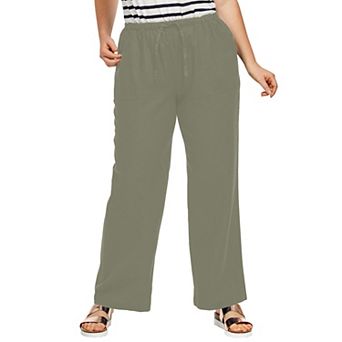 ellos Plus Size Linen-Blend Drawstring Pants