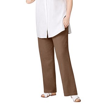 ellos Plus Size Linen-Blend Drawstring Pants