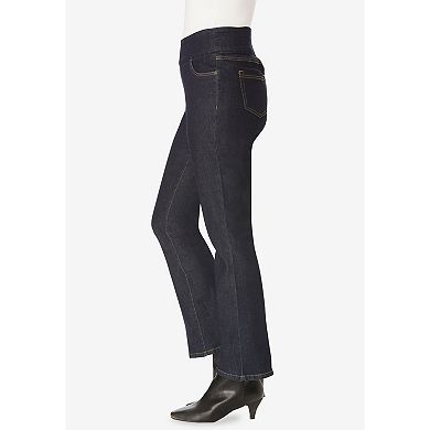 Woman Within Plus Size Flex Pull-On Bootcut Gap-Free Stretch Denim Jeans