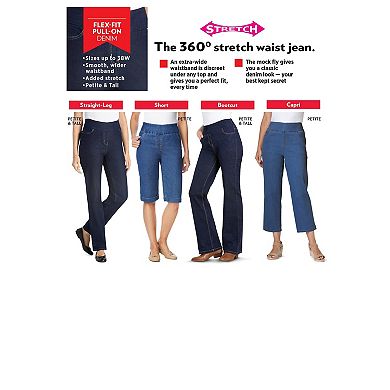 Woman Within Plus Size Flex Pull-On Bootcut Gap-Free Stretch Denim Jeans