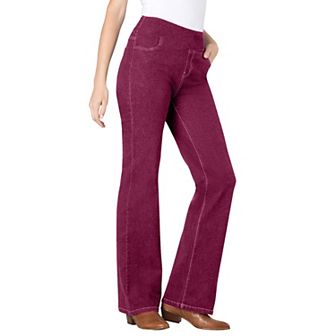Woman Within Plus Size Flex-Fit Pull-On Bootcut Gap-Free Stretch Denim Jeans