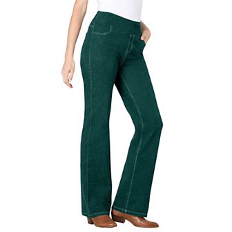 Woman Within Plus Size Flex-Fit Pull-On Bootcut Gap-Free Stretch Denim Jeans