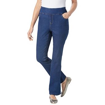 Woman Within Plus Size Pull-On Bootcut Gap-Free Stretch Denim Jeans