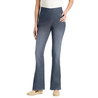 Woman Within Plus Size Pull-On Bootcut Gap-Free Stretch Denim Jeans