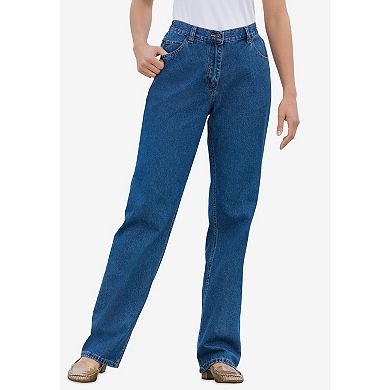 Woman Within Plus Size Perfect Cotton Back Elastic Denim Jean