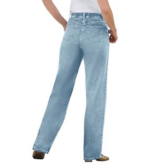 Woman Within Plus Size Perfect All-Cotton Back-Elastic Denim Jeans
