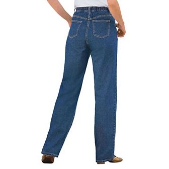 Woman Within Plus Size Perfect All-Cotton Back-Elastic Denim Jeans
