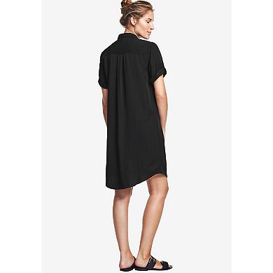 ellos Plus Size Button Front Linen Shirtdress