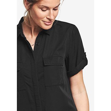 Ellos Plus Size Button Front Linen Shirtdress
