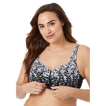 Amoureuse Women's Plus Size Scroll Embroidered Wireless Front-Close Bra