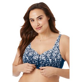 Amoureuse Women's Plus Size Scroll Embroidered Wireless Front-Close Bra