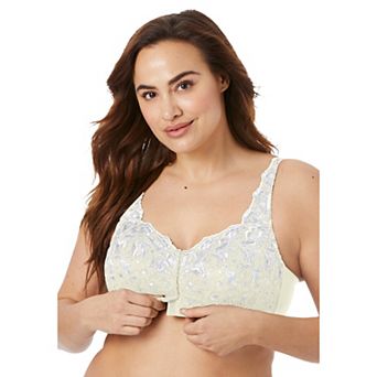Amoureuse Women's Plus Size Scroll Embroidered Wireless Front-Close Bra