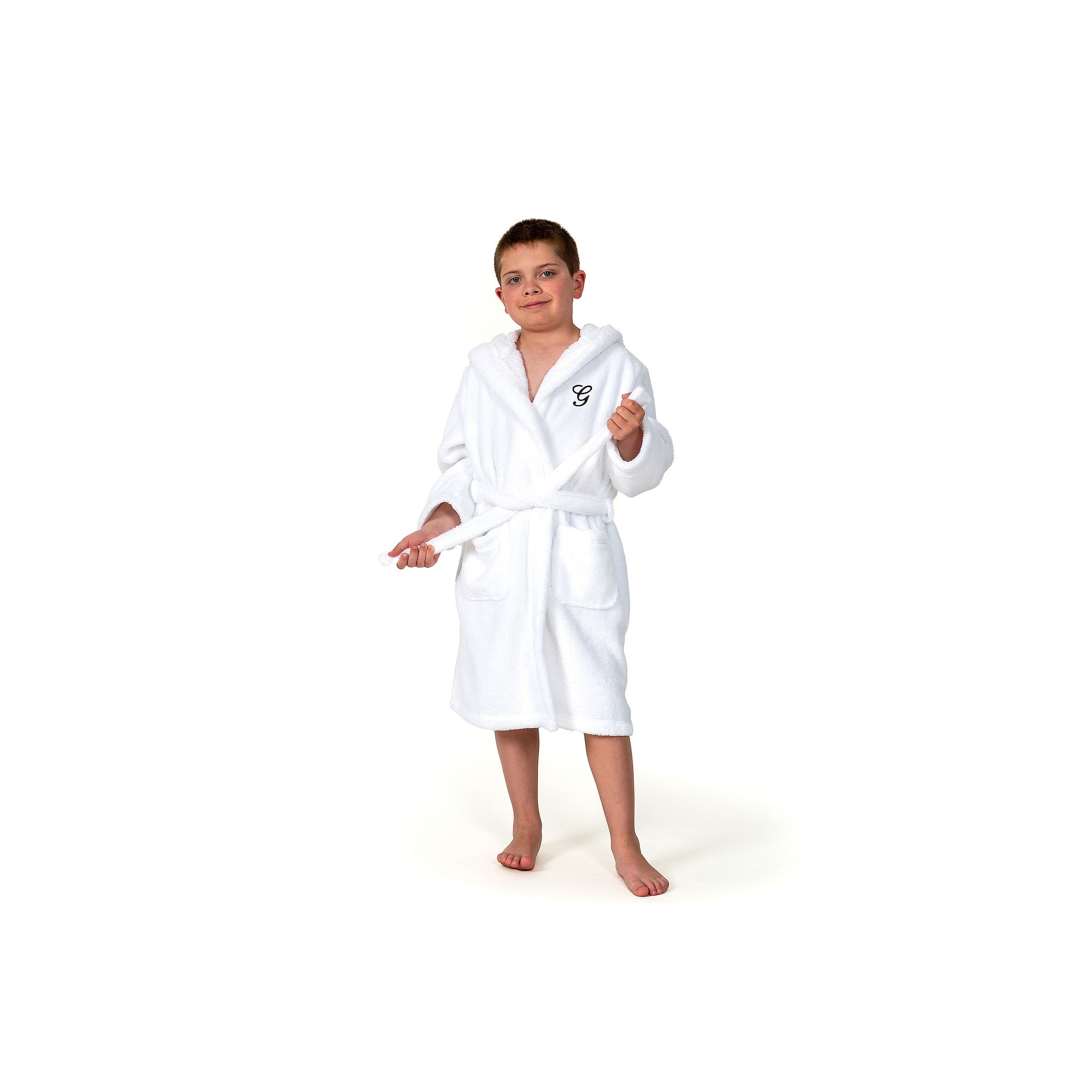 Linum Home Textiles Kids Super Plush Hooded Bathrobe, Boys, Size: Medium, 