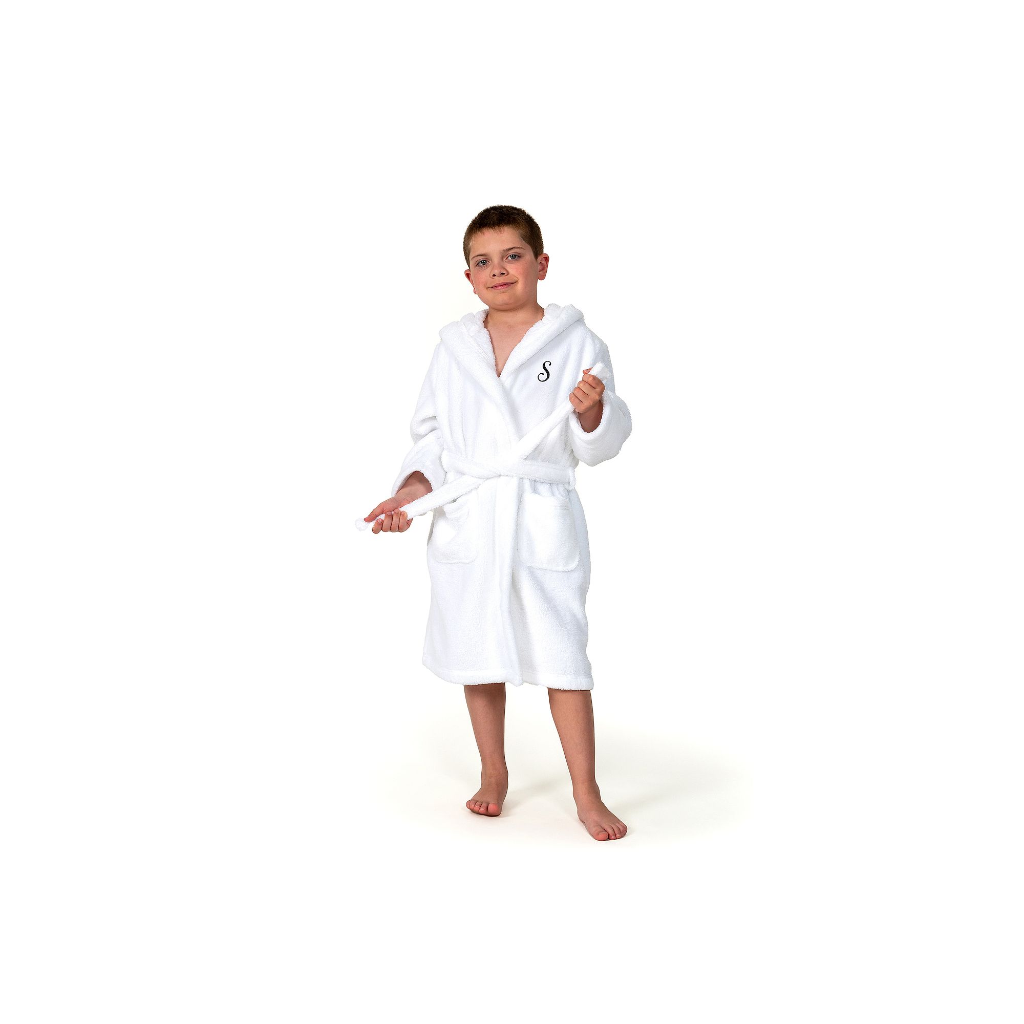 Linum Home Textiles Kids Super Plush Hooded Bathrobe, Boys, Size: Large