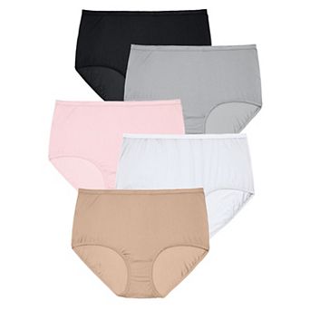 Comfort Choice Plus Size Full Coverage Nylon Brief 5-Pack