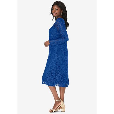 Jessica London Women's Plus Size Stretch Lace Shift Dress