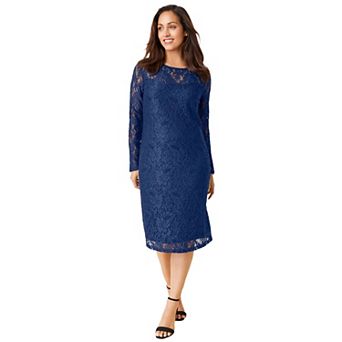 Jessica London Women's Plus Size Stretch Lace Shift Dress