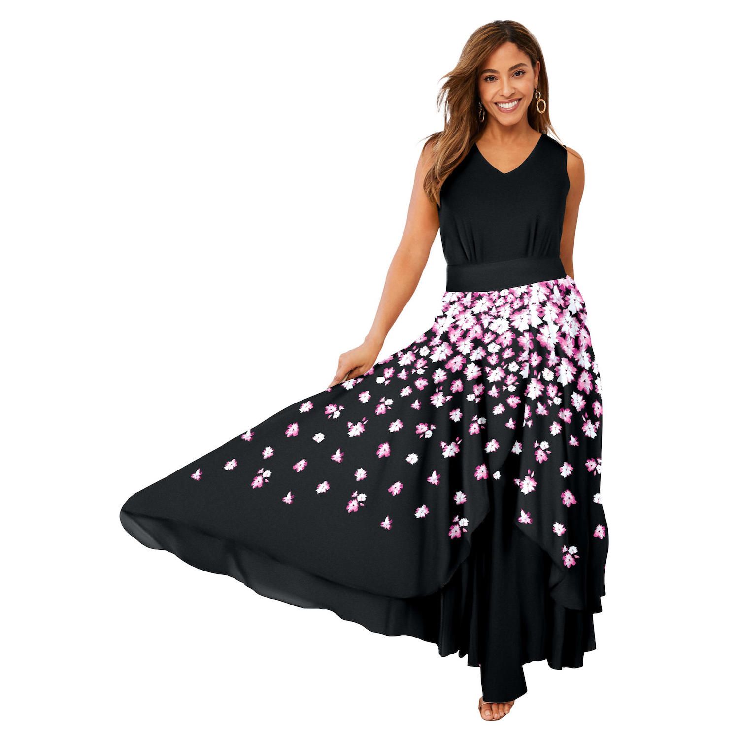 Jessica London Women's Plus Size Georgette Flyaway Maxi Dress