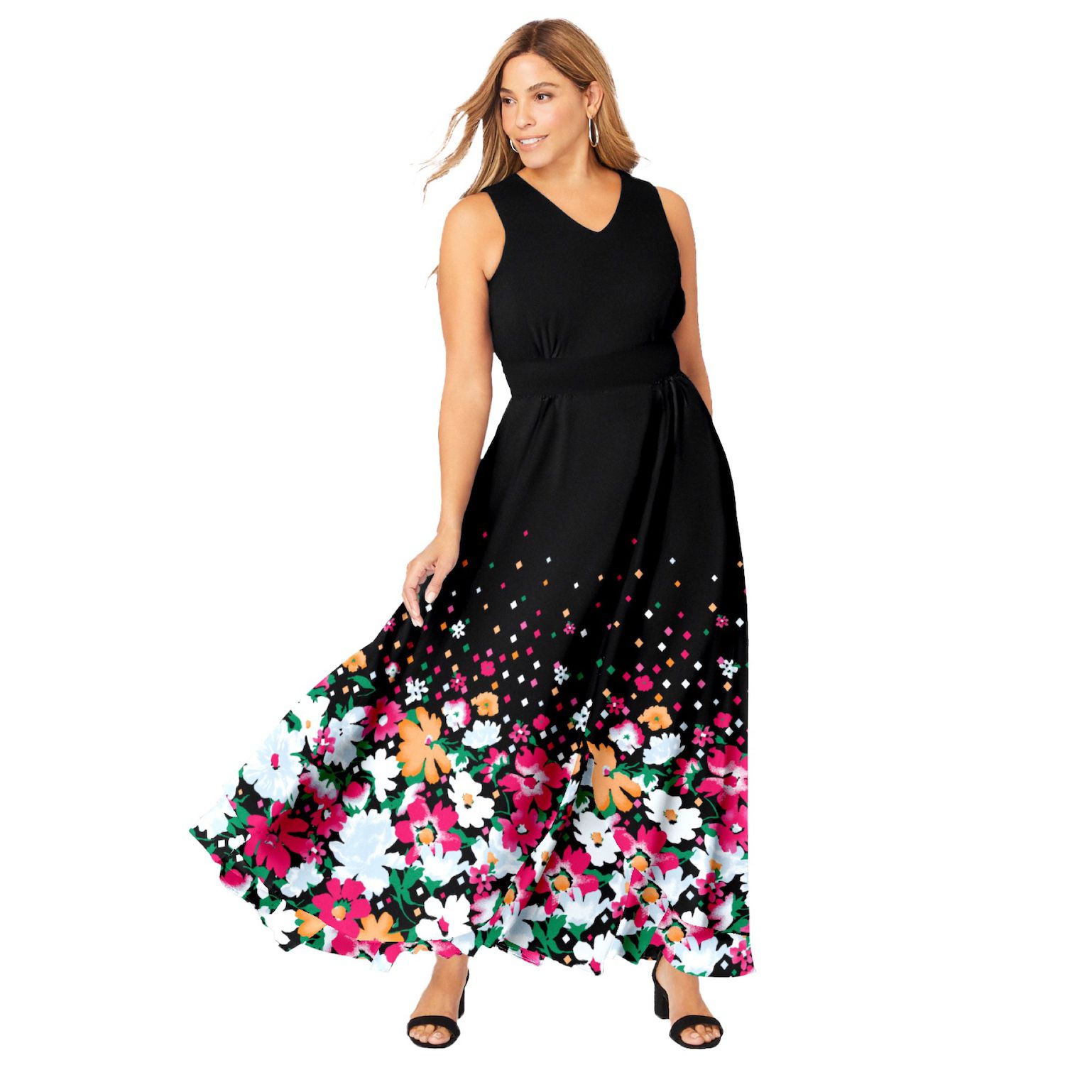 Jessica London Women's Plus Size Georgette Flyaway Maxi Dress