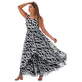 Jessica London Women's Plus Size Georgette Flyaway Maxi Dress