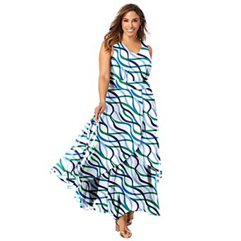 Jessica London Women's Plus Size Petite Georgette Flyaway Maxi Dress