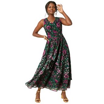 Jessica London Women's Plus Size Georgette Flyaway Maxi Dress