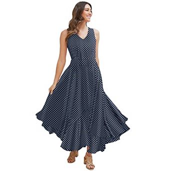 Jessica London Women's Plus Size Petite Georgette Flyaway Maxi Dress