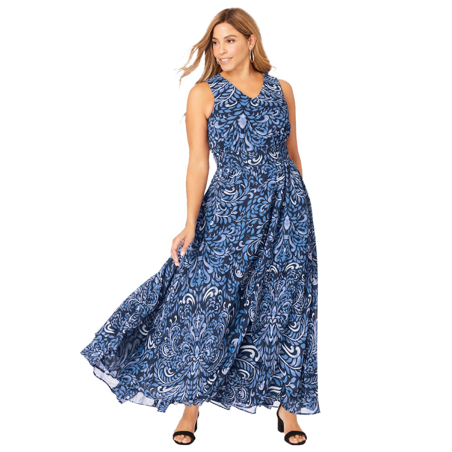 Jessica London Women's Plus Size Georgette Flyaway Maxi Dress