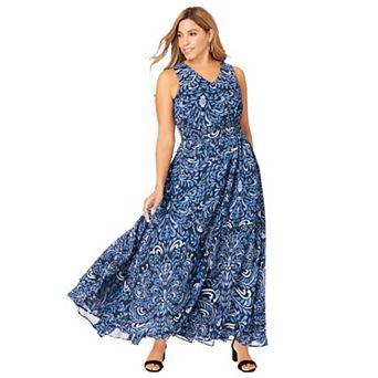 Jessica London Women's Plus Size Georgette Flyaway Maxi Dress
