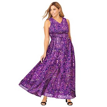 Jessica London Women's Plus Size Georgette Flyaway Maxi Dress