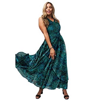 Jessica London Women's Plus Size Georgette Flyaway Maxi Dress
