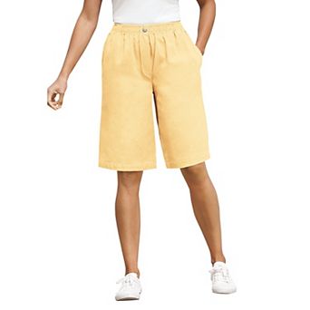 Woman Within Plus Size 7-Day Elastic-Waist Pull-On Cotton Denim Shorts