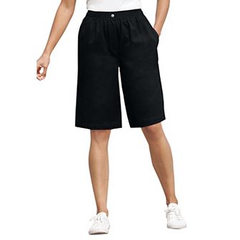 Woman Within Plus Size 7-Day Elastic-Waist Pull-On Cotton Denim Shorts