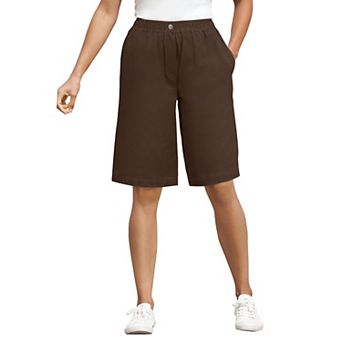 Woman Within Plus Size 7-Day Elastic-Waist Pull-On Cotton Denim Shorts