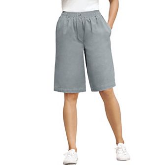 Woman Within Plus Size 7-Day Elastic-Waist Pull-On Cotton Denim Shorts