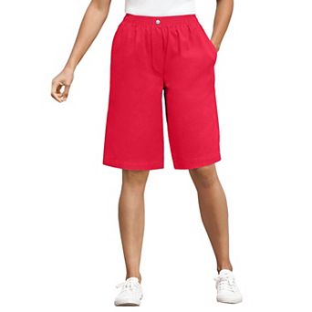 Woman Within Plus Size 7-Day Elastic-Waist Pull-On Cotton Denim Shorts