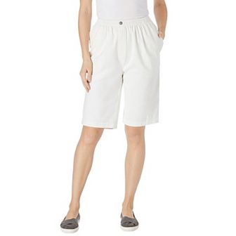 Woman Within Plus Size 7-Day Elastic-Waist Pull-On Cotton Denim Shorts