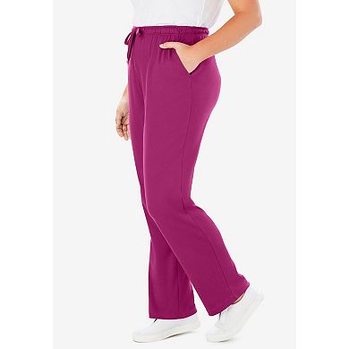 Woman Within Plus Size Tall Sport Knit Straight-Leg Pull-On Pants
