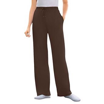 Woman Within Plus Size Tall Sport Knit Straight-Leg Pull-On Pants