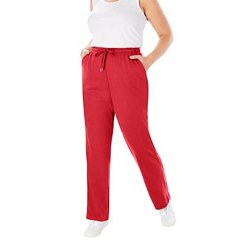 Woman Within Plus Size Tall Sport Knit Straight-Leg Pull-On Pants