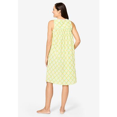 Only Necessities Plus Size Sleeveless Button Front Night Gown