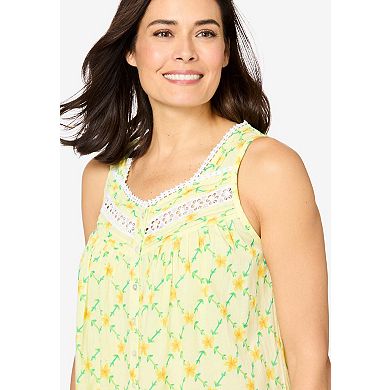 Only Necessities Plus Size Sleeveless Button Front Night Gown