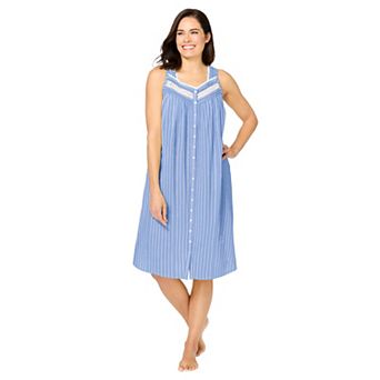 Only Necessities Plus Size Sleeveless Button Front Night Gown