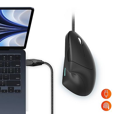 Delton S12 Ergonomic Vertical Wired Mouse, 6 Buttons, 3 Adjustable Dpi Levels (DMERG12-U)