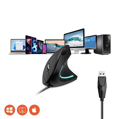 Delton S12 Ergonomic Vertical Wired Mouse, 6 Buttons, 3 Adjustable Dpi Levels (DMERG12-U)
