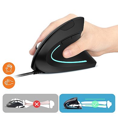 Delton S12 Ergonomic Vertical Wired Mouse, 6 Buttons, 3 Adjustable Dpi Levels (DMERG12-U)