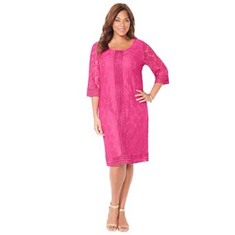 Catherines Women's Plus Size Crochet Trim Shift Dress