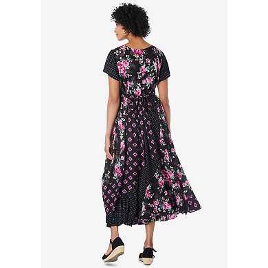 Woman Within Plus Size Mixed Print Maxi Dress