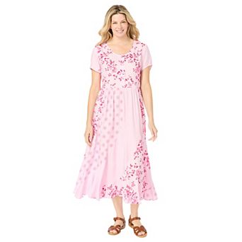 Woman Within Plus Size Mixed Print Maxi Dress